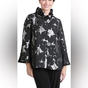 IC by Connie K Metallic Floral Brocade Blazer Jacket Statement Evening Chic L